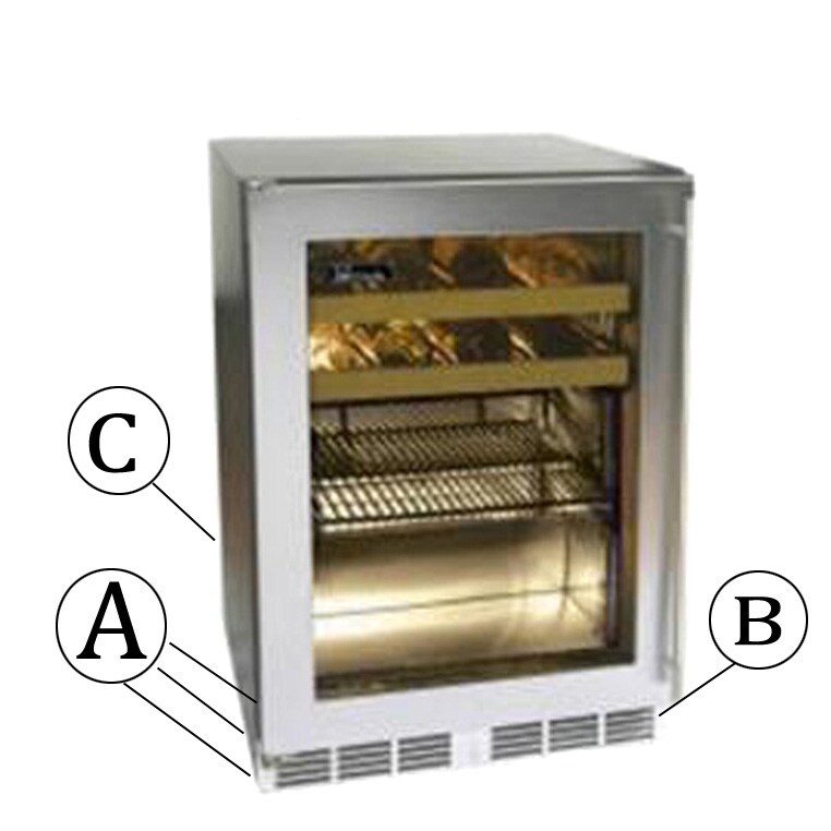 Perlick HC24BB-4R 16 Bottle Built In C-Series Right-Hinge Beverage Center - Glass Integrated Custom Panel Trim Door / Stainless Steel Cabinet